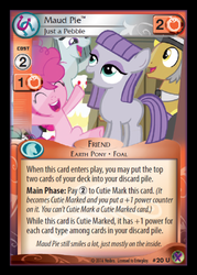 Size: 358x500 | Tagged: safe, enterplay, cloudy quartz, igneous rock pie, marble pie, maud pie, pinkie pie, g4, marks in time, my little pony collectible card game, ccg, filly, merchandise