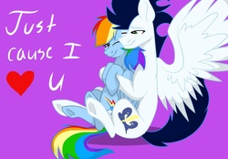 Size: 1024x713 | Tagged: safe, artist:colourstrike, rainbow dash, soarin', pony, g4, cuddling, cute, female, hug, male, ship:soarindash, shipping, snuggling, straight