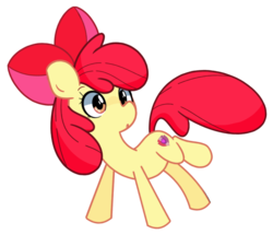Size: 1280x1097 | Tagged: safe, artist:turtlefarminguy, apple bloom, g4, :o, bow, cutie mark, female, hair bow, red hair, red tail, simple background, solo, the cmc's cutie marks, transparent background