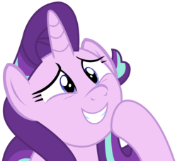 Size: 3819x3481 | Tagged: safe, artist:sketchmcreations, starlight glimmer, g4, no second prances, female, high res, hoof on chin, raised hoof, sheepish grin, simple background, solo, transparent background, vector