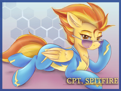 Size: 4800x3600 | Tagged: safe, artist:ardail, spitfire, pegasus, pony, g4, absurd resolution, adorasexy, beautiful, beautisexy, bedroom eyes, captain, chest fluff, clothes, cute, cutefire, female, glasses, lidded eyes, looking at you, mare, pinup, relaxed, relaxing, seductive, seductive look, seductive pose, sexy, smiling, solo, stupid sexy spitfire, sunglasses, wonderbolts uniform