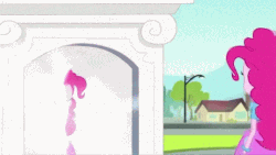 Size: 480x270 | Tagged: dead source, safe, screencap, pinkie pie, human, equestria girls, friendship games bloopers, g4, my little pony equestria girls: friendship games, animated, blooper, bracelet, breaking the fourth wall, candy, canterlot high, clothes, female, food, fourth wall, fun fun fun, high five, human paradox, indirect kiss, lollipop, outtakes, paradox, pinkie being pinkie, portal, self ponidox, skirt, this explains everything, toss, wink, winking at you