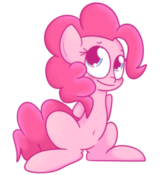 Size: 2008x2134 | Tagged: safe, artist:mr-degration, pinkie pie, pony, g4, belly button, blushing, cute, diapinkes, female, high res, hooves behind back, simple background, solo, transparent background