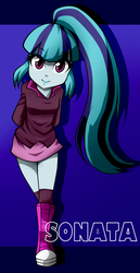 Size: 700x1360 | Tagged: safe, artist:nekojackun, sonata dusk, equestria girls, g4, clothes, female, looking at you, skirt, smiling, socks, solo, thigh highs