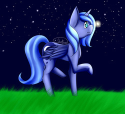 Size: 772x705 | Tagged: safe, artist:xxandreadrawingsxx, princess luna, firefly (insect), g4, female, raised hoof, s1 luna, solo