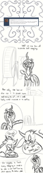 Size: 800x3200 | Tagged: safe, artist:xxmarkingxx, queen chrysalis, changeling, g4, burger, comic, eating, food, hamster wheel, hay burger, monochrome, nochangelingshere, sandwich