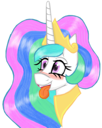 Size: 1376x1718 | Tagged: safe, artist:cuddlelamb, princess celestia, pony, g4, blushing, female, mare, simple background, solo, tongue out, transparent background