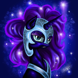 Size: 2000x2000 | Tagged: safe, artist:vanezaescobedo, nightmare moon, alicorn, pony, g4, bust, female, gritted teeth, high res, portrait, solo