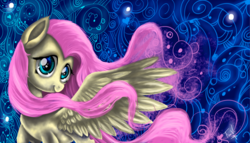 Size: 3500x2000 | Tagged: safe, artist:vanezaescobedo, fluttershy, pegasus, pony, g4, abstract background, female, high res, solo, windswept mane