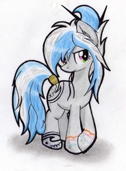 Size: 1292x1758 | Tagged: safe, artist:discorded-joker, oc, oc only, hair bun, solo, tail wrap, traditional art