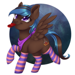 Size: 600x600 | Tagged: safe, artist:silentwulv, oc, oc only, oc:syrup, clothes, kazoo, musical instrument, socks, solo, striped socks