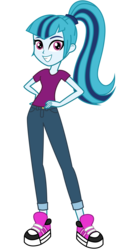 Size: 2800x5300 | Tagged: dead source, safe, artist:razethebeast, sonata dusk, equestria girls, g4, clothes, cute, female, flash puppet, high res, new outfit, pants, shoes, simple background, smiling, sneakers, solo, sonatabetes, transparent background, vector