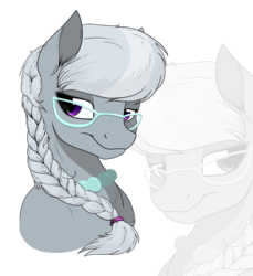 Size: 3480x3801 | Tagged: safe, artist:lupiarts, artist:snoopystallion, silver spoon, earth pony, pony, g4, bust, collaboration, female, glasses, high res, mare, necklace, portrait, solo, zoom layer