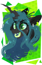 Size: 623x954 | Tagged: safe, artist:tay-niko-yanuciq, queen chrysalis, changeling, changeling queen, g4, bust, crown, female, fluffy, jewelry, portrait, regalia, simple background, solo, tongue out, transparent background