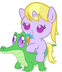 Size: 836x967 | Tagged: safe, artist:red4567, gummy, lavender lace, pony, equestria girls, g4, my little pony equestria girls: rainbow rocks, baby, baby pony, cute, equestria girls ponified, lavender lace riding gummy, lavenderbetes, pacifier, ponies riding gators, ponified, riding, weapons-grade cute