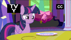 Size: 960x540 | Tagged: safe, edit, screencap, twilight sparkle, alicorn, pony, g4, no second prances, animated, female, i can't believe it's not superedit, mare, nudge, ocd, silverware, twilight sparkle (alicorn)