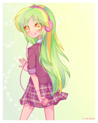 Size: 2000x2500 | Tagged: safe, artist:riouku, lemon zest, equestria girls, g4, my little pony equestria girls: friendship games, clothes, colored pupils, crystal prep academy, crystal prep academy uniform, crystal prep shadowbolts, cute, female, headphones, high res, looking at you, moe, open mouth, pleated skirt, school uniform, skirt, solo, zestabetes