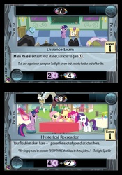 Size: 500x716 | Tagged: safe, enterplay, applejack, discord, fluttershy, pinkie pie, rarity, twilight sparkle, alicorn, pony, g4, marks in time, my little pony collectible card game, ccg, female, filly, filly twilight sparkle, mare, merchandise, quote, twilight sparkle (alicorn)