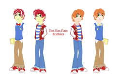 Size: 1024x659 | Tagged: safe, artist:strawberry-spritz, flam, flim, equestria girls, g4, braces, duo, equestria girls-ified, flim flam brothers, younger