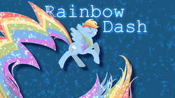 Size: 1366x768 | Tagged: safe, artist:brassiamaurva, rainbow dash, g4, female, flying, impossibly long tail, solo, wallpaper