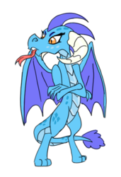 Size: 357x521 | Tagged: artist needed, safe, princess ember, chinese dragon, dragon, eastern dragon, g4, behaving like a lizard, female, forked tongue, mulan, mushu, solo, tongue out