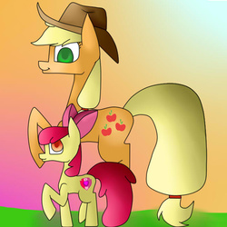 Size: 649x649 | Tagged: safe, artist:lucille3243, apple bloom, applejack, g4, cutie mark, sisters, the cmc's cutie marks