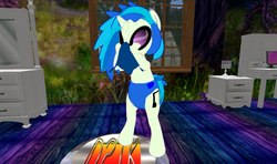 Size: 1440x853 | Tagged: safe, artist:drizzle-star, dj pon-3, vinyl scratch, g4, diaper, female, handkerchief, non-baby in diaper, nose blowing, second life, solo, tissue