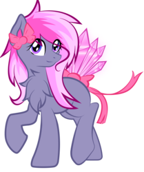 Size: 2600x3114 | Tagged: safe, artist:discorded-joker, oc, oc only, oc:amethyst dream, bow, crystal, hair bow, high res, simple background, solo, tail bow, transparent background