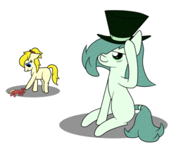 Size: 1200x1000 | Tagged: safe, alternate version, artist:680p, oc, oc:emerald jewel, oc:treads, oc:uncle lucky, earth pony, pony, colt quest, adult, alternate timeline, alternate universe, bad end, bags under eyes, child, color, crossover, cutie mark, cyoa:colorblind, cyoa:galloping steel, doll, evil, female, filly, hair over one eye, hat, kidnapped, male, pimp, pimp hat, ponytail, sex slave, stallion, tail wrap, toy, wip