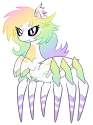 Size: 2000x2669 | Tagged: safe, artist:discorded-joker, oc, oc only, oc:prism heart, monster pony, original species, spiderpony, high res, simple background, solo, transparent background