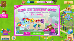 Size: 1280x720 | Tagged: safe, gameloft, rainbow dash, g4, advertisement, ballerina, balloon, balloon rainbow dash, costs real money, crack is cheaper, party cannon, rainbow dash always dresses in style, rainbowrina, spotlight, this will end in rage, vip