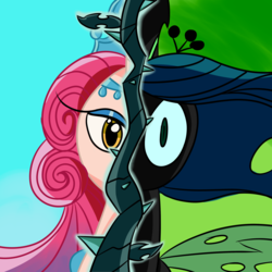 Size: 3000x3000 | Tagged: safe, artist:turkleson, princess amore, queen chrysalis, g4, black vine, female, high res, plunder seeds, two sides