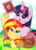 Size: 2220x3106 | Tagged: safe, artist:maren, sunset shimmer, twilight sparkle, alicorn, pony, unicorn, g4, book, cute, high res, shimmerbetes, twiabetes, twilight sparkle (alicorn), wingding eyes