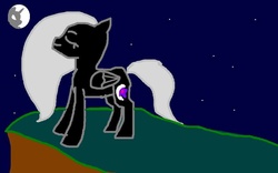 Size: 959x600 | Tagged: safe, artist:王筱瑄, oc, oc only, cliff, mare in the moon, moon, ms paint, solo, stars