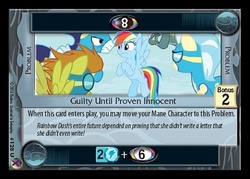 Size: 480x344 | Tagged: safe, enterplay, blaze, misty fly, rainbow dash, soarin', wind rider, pony, g4, marks in time, my little pony collectible card game, rarity investigates, ccg, merchandise, wonderbolts