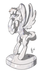 Size: 1500x2758 | Tagged: safe, artist:dombrus, oc, oc only, pegasus, pony, inanimate tf, petrification, solo, statue, story included, transformation