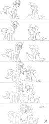 Size: 2308x5808 | Tagged: safe, artist:megazdx, oc, oc only, unnamed oc, earth pony, pony, comic, high res, love, monochrome
