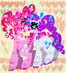 Size: 688x759 | Tagged: safe, artist:suippumato, pinkie pie, rarity, g4, alternate hairstyle, female, lesbian, ponytail, ship:raripie, shipping