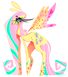 Size: 519x588 | Tagged: safe, artist:suippumato, fluttershy, g4, female, rainbow power, solo