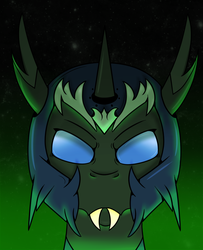 Size: 1000x1234 | Tagged: safe, artist:lazerblues, oc, oc only, changeling, changeling officer, fangs, helmet, solo