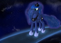 Size: 1280x905 | Tagged: safe, artist:lolopolko, princess luna, g4, female, solo, space, stars