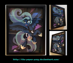 Size: 1325x1132 | Tagged: safe, artist:the-paper-pony, princess luna, g4, craft, female, photo, shadowbox, solo, spread wings