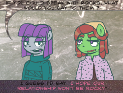 Size: 2409x1842 | Tagged: safe, artist:grinwild, maud pie, tree hugger, g4, comic, dialogue, pun