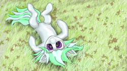 Size: 3840x2160 | Tagged: safe, artist:awelsome, oc, oc only, pony, cute, grass, happy, high res, on back, solo