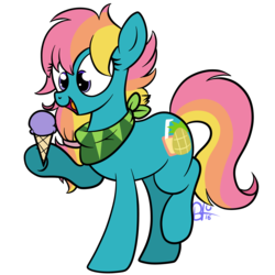Size: 5000x5000 | Tagged: safe, artist:blupolicebox, oc, oc only, pony, absurd resolution, food, hoof hold, ice cream, neckerchief, simple background, solo, transparent background