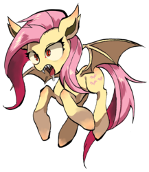 Size: 1297x1495 | Tagged: safe, artist:akomaru, fluttershy, bat pony, pony, g4, female, flutterbat, solo