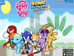 Size: 800x600 | Tagged: safe, artist:trungtranhaitrung, applejack, rainbow dash, twilight sparkle, android, g4, app store, crossover, game, gif, google play, hasbro, japanese, knuckles the echidna, logo, male, miles "tails" prower, non-animated gif, sega, sonic runners, sonic team, sonic the hedgehog, sonic the hedgehog (series)