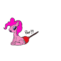 Size: 600x600 | Tagged: safe, artist:goofermutt, artist:luciancat, pinkie pie, g4, colored, plunger, sitting