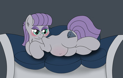 Size: 1600x1026 | Tagged: safe, artist:seenty, maud pie, g4, belly, belly button, couch, female, pregnant, solo, wrong cutie mark