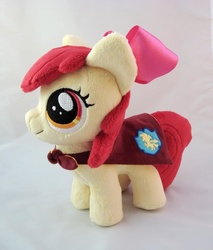 Size: 643x753 | Tagged: safe, artist:planetplush, apple bloom, g4, 4de, cape, clothes, cmc cape, irl, photo, plushie, prototype, solo